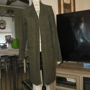 Women's Long Olive Green Sweater Med